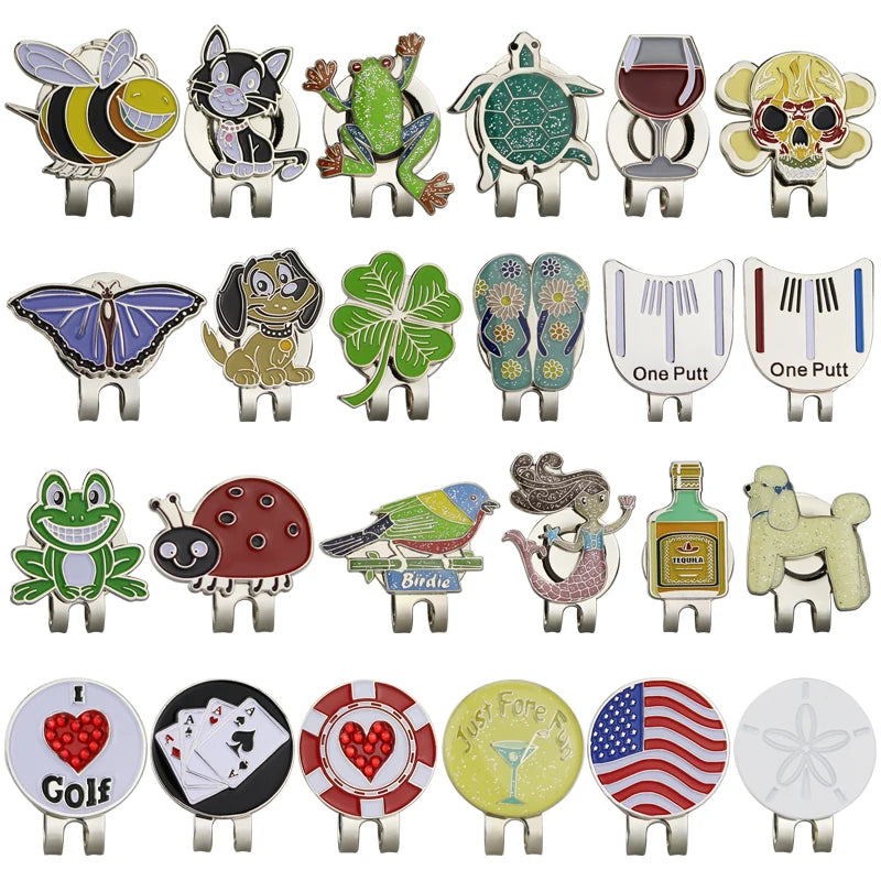 Golf Marker w Golf Hat Clip Magnetic Alloy